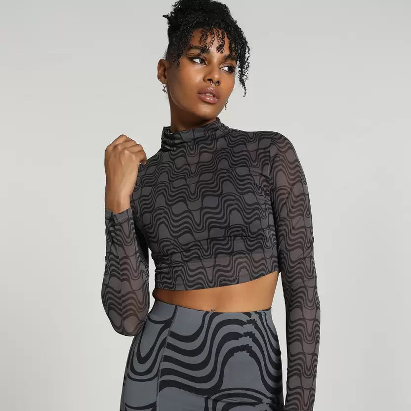 Puma Lds Sweater Crop Winter Rink See Through Purple